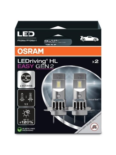 LEMP AUTO LED H7/H18 12V2000LM6000K 2VNT