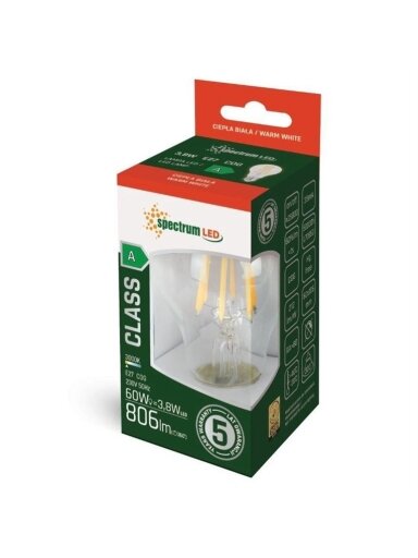 LEMPUTĖ LED E27 A60 3.8W 806LM 3000K FL ULT