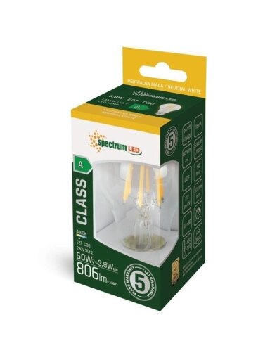 LEMPUTĖ LED E27 A60 3.8W 806LM 4000K FL ULT