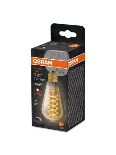 Lemputė Osram LED, ST64, 2200 °K, E27, 7 W, 600 lm