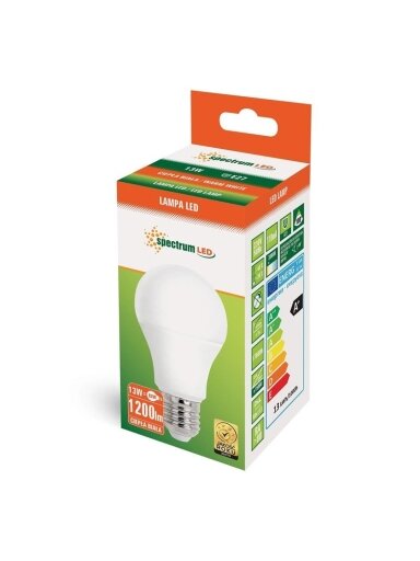 Lemputė Spectrum LED, A60, 3000 °K, E27, 13 W, 1720 lm