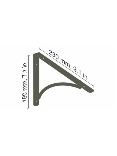 Lentynos laikiklis Dolle Arch, 230x180 mm, pilka
