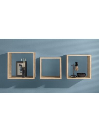 Lentynų komplektas Frame, ąžuolo, 30 x 30 x 11.7 cm, 3 vnt.