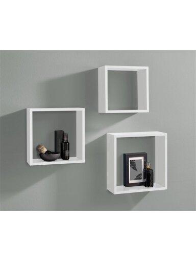 Lentynų komplektas Frame, balta, 30 x 30 x 11.7 cm, 3 vnt.