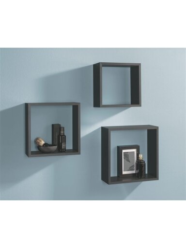 Lentynų komplektas Frame, juoda, 30 x 30 x 11.7 cm, 3 vnt.