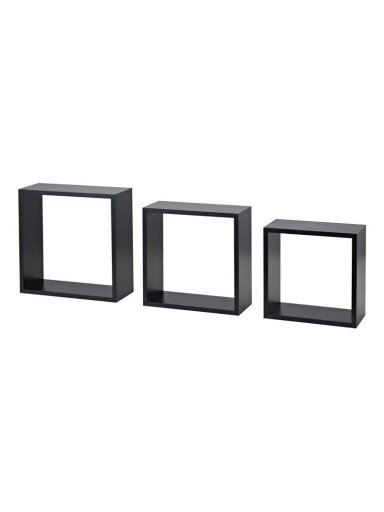 Lentynų komplektas Frame, juoda, 30 x 30 x 11.7 cm, 3 vnt.