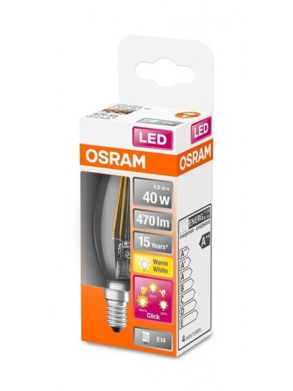 LED lemputė OSRAM, B35, E14, 4 W, 470 lm, 2700 K 1 LED lemputė OSRAM, B35, E14, 4 W, 470 lm, 2700 K 1