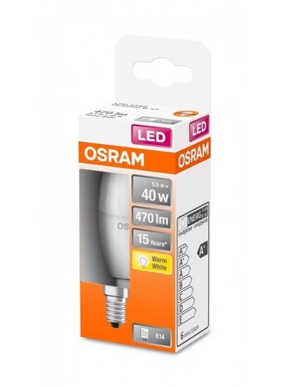LED lempa Osram B35, 5.5W, E14, 2700K, 470lm, matinė 1 LED lempa Osram B35, 5.5W, E14, 2700K, 470lm, matinė 1
