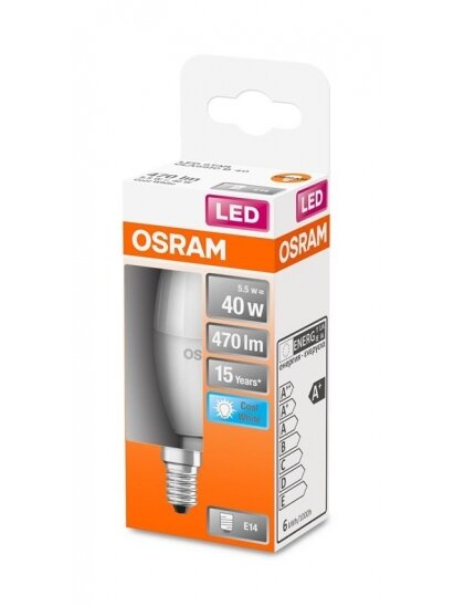 LED lemputė Osram, B35, 5.5W, E14, 4000K, 470lm, matinė 2