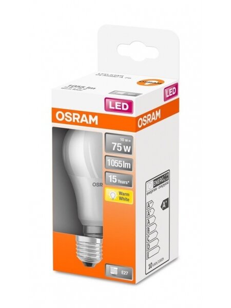 LED lemputė OSRAM, A60, E27, 10 W, 1055 lm, 2700 K 1 LED lemputė OSRAM, A60, E27, 10 W, 1055 lm, 2700 K 1