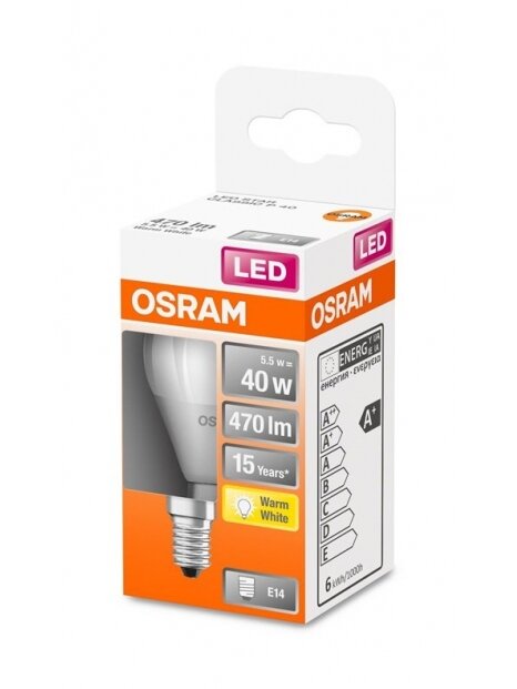 LED lempa Osram P45, 5.5W, E14, 2700K, 470lm, matinė 1 LED lempa Osram P45, 5.5W, E14, 2700K, 470lm, matinė 1