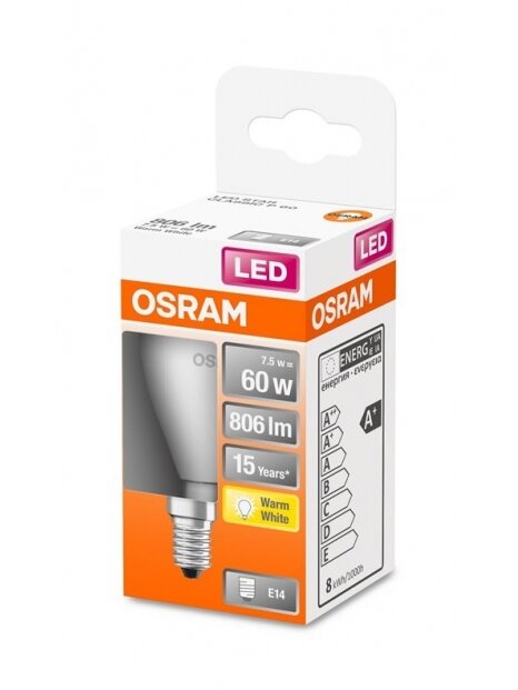 LED lemputė Osram P45, 7.5W, E14, 2700K, 806lm, matinė 1