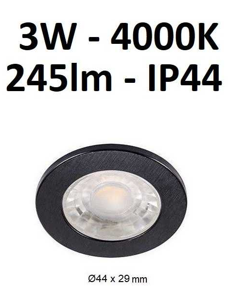 LED šviestuvas į pakalimą 3W - 4000K - IP44 juodas LED šviestuvas į pakalimą 3W - 4000K - IP44 juodas