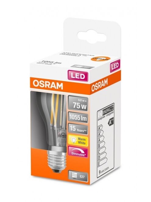 LED lemputė OSRAM, A60, E27, 9 W, 1055 lm, 2700 K 1 LED lemputė OSRAM, A60, E27, 9 W, 1055 lm, 2700 K 1