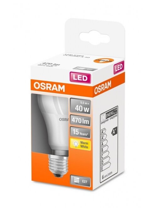 LED lemputė OSRAM, A60, E27, 5,5 W, 470 lm, 2700 K 1 LED lemputė OSRAM, A60, E27, 5,5 W, 470 lm, 2700 K 1