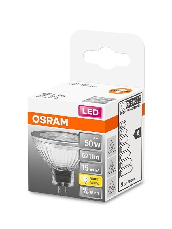LED lemputė Osram, MR16, 36°, 8W, GU5.3, 827, 12V, 621lm 1 LED lemputė Osram, MR16, 36°, 8W, GU5.3, 827, 12V, 621lm 1