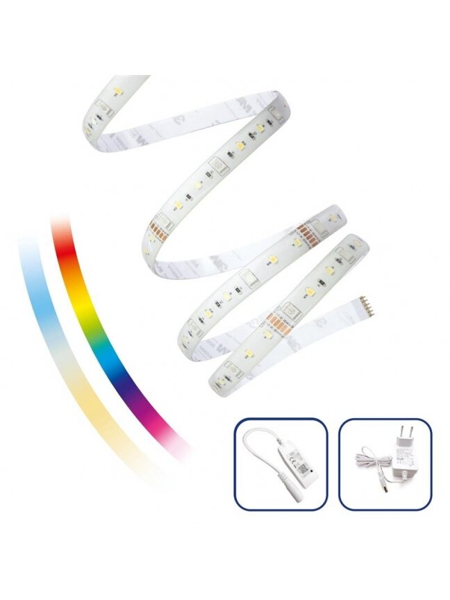 LED juosta WIFI, 17W, 5m, RGBW, su valdikliu ir adapteriu LED juosta WIFI, 17W, 5m, RGBW, su valdikliu ir adapteriu