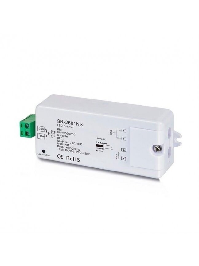 LED juostų valdymo sistemos imtuvas 12-36V 1X8A SR-2501NS 1 LED juostų valdymo sistemos imtuvas 12-36V 1X8A SR-2501NS 1