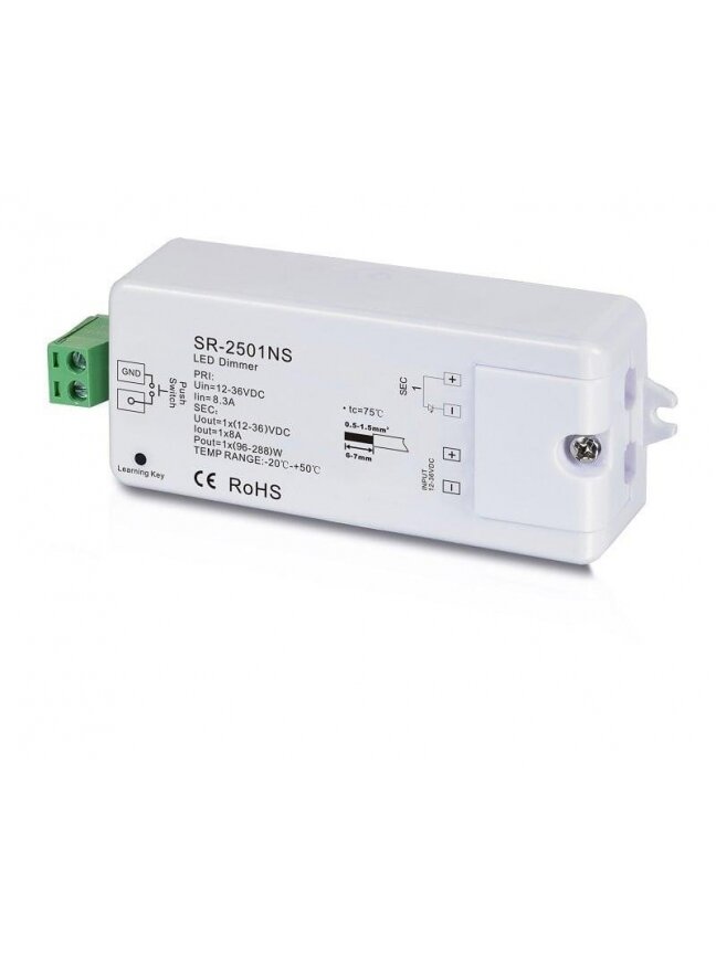 LED juostų valdymo sistemos imtuvas 12-36V 1X8A SR-2501NS LED juostų valdymo sistemos imtuvas 12-36V 1X8A SR-2501NS