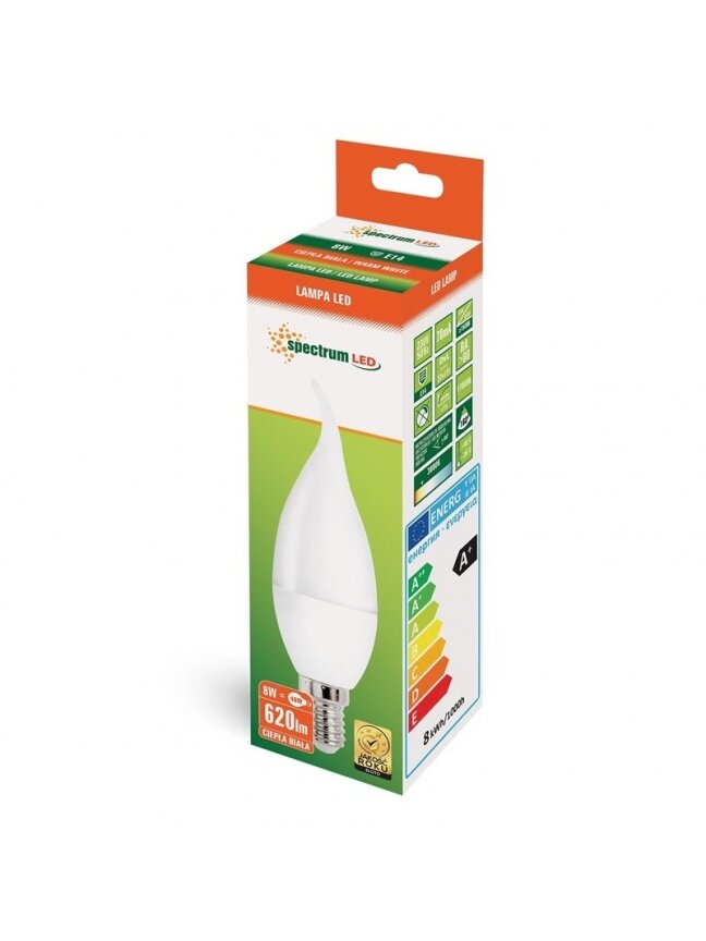 LED lemputė E14 B38 8W 3000 620LM 1 LED lemputė E14 B38 8W 3000 620LM 1