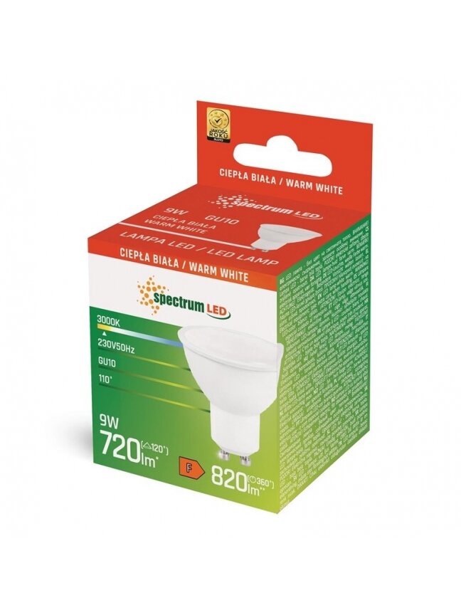 LED lemputė GU10 9W 720LM 3000K 110° 2 LED lemputė GU10 9W 720LM 3000K 110° 2