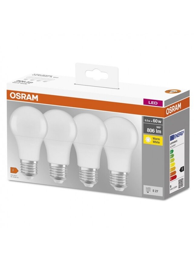 LED lemputė Osram A60, 8.5W, E27, 2700K, 806lm, 4vnt. 1