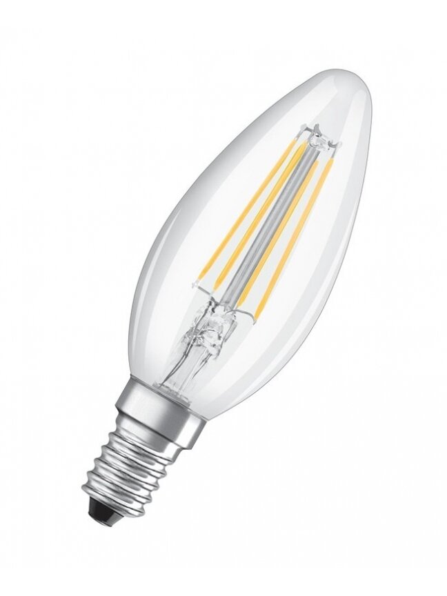 LED lemputė Osram Filamentinė, B35, 4W, E14, 2700K, 470lm LED lemputė Osram Filamentinė, B35, 4W, E14, 2700K, 470lm