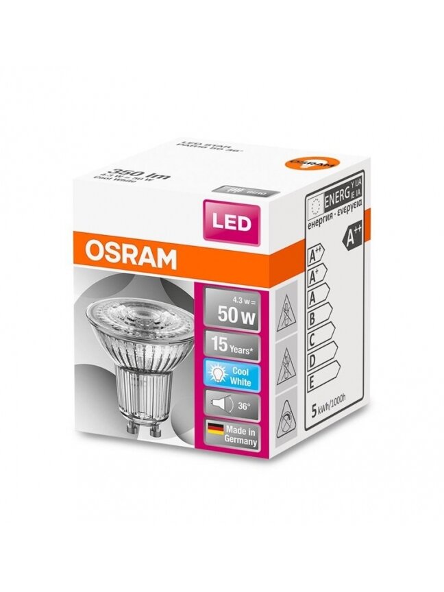 LED lemputė Osram PAR16 36°, 3.6W, GU10, 4000K, 350lm, skaid 2 LED lemputė Osram PAR16 36°, 3.6W, GU10, 4000K, 350lm, skaid 2
