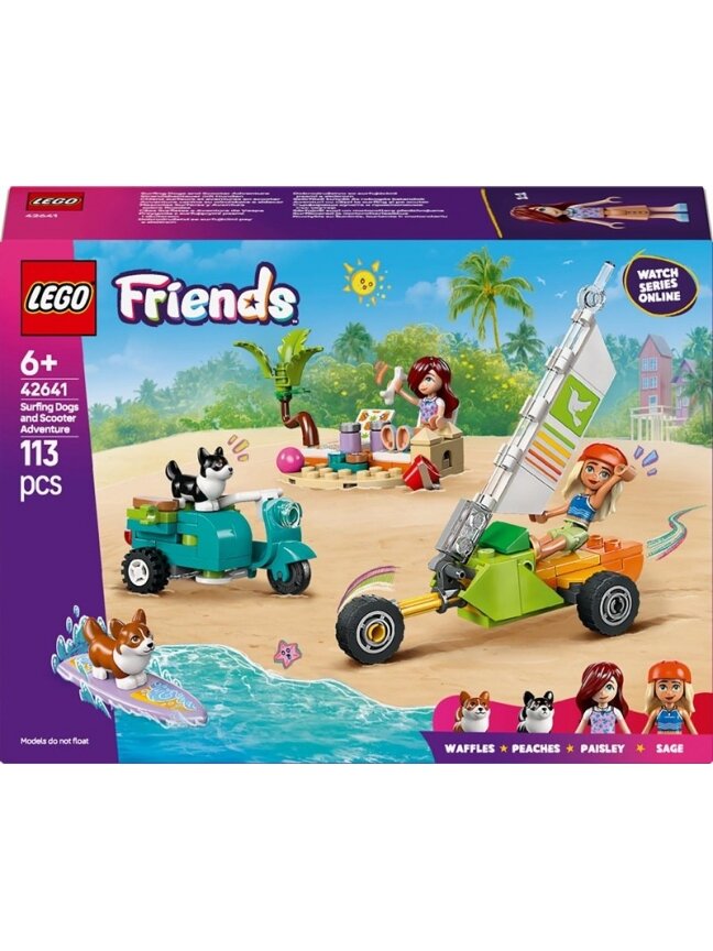 LEGO® Friends Surfing Dogs and Scooter Adventure, 113 vnt. LEGO® Friends Surfing Dogs and Scooter Adventure, 113 vnt.