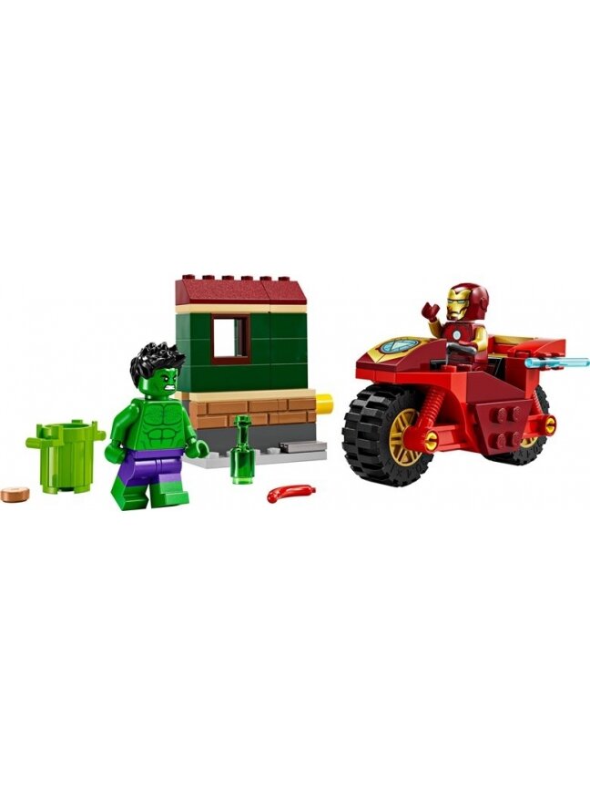LEGO® Marvel Geležinis žmogus su motociklu ir Halkas 76287 2