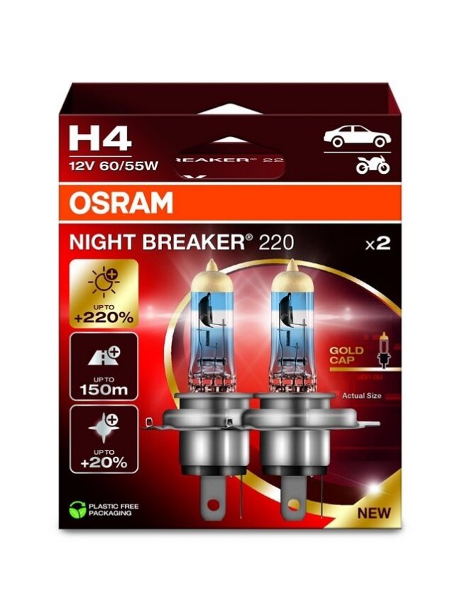 LEMPUTĖ AUT OSRAM 60/55W 12V P43T 5X2 H4 LEMPUTĖ AUT OSRAM 60/55W 12V P43T 5X2 H4