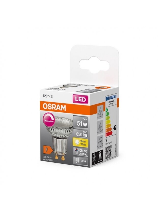 Lemputė Osram LED, PAR16, 2700 °K, GU10, 7 W, 650 lm 2 Lemputė Osram LED, PAR16, 2700 °K, GU10, 7 W, 650 lm 2