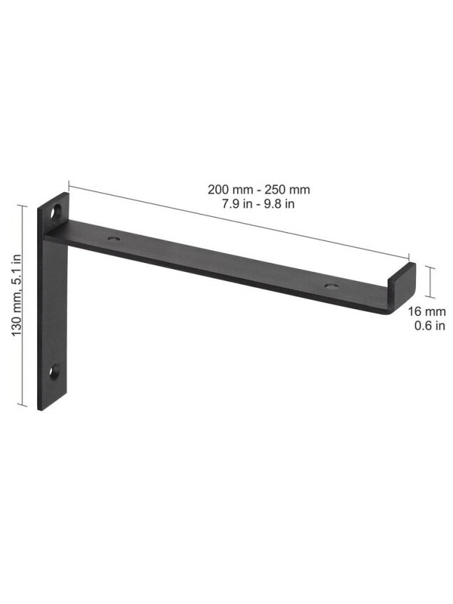 Lentynos laikiklis Dolle Lip, 200x130 mm, juoda 1 Lentynos laikiklis Dolle Lip, 200x130 mm, juoda 1