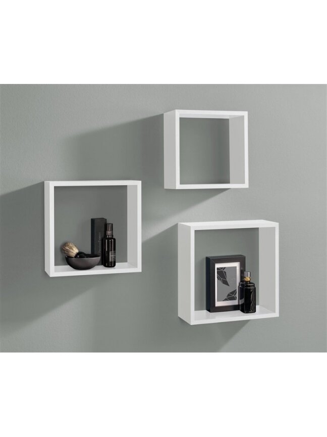 Lentynų komplektas Frame, balta, 30 x 30 x 11.7 cm, 3 vnt. 1