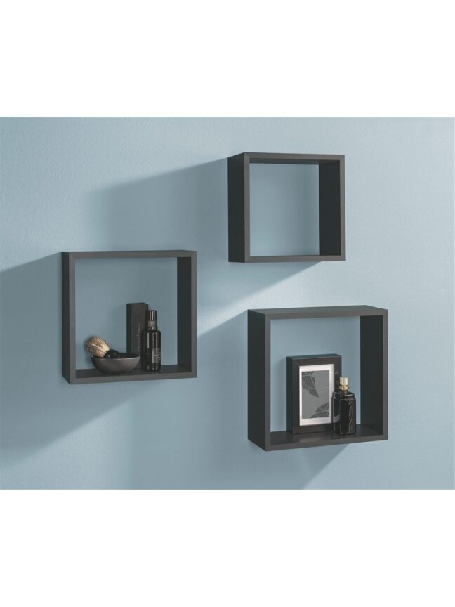 Lentynų komplektas Frame, juoda, 30 x 30 x 11.7 cm, 3 vnt. 1 Lentynų komplektas Frame, juoda, 30 x 30 x 11.7 cm, 3 vnt. 1