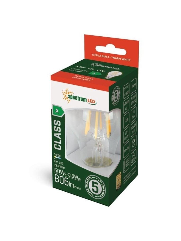 LEMPUTĖ LED E27 A60 3.8W 806LM 3000K FL ULT 1