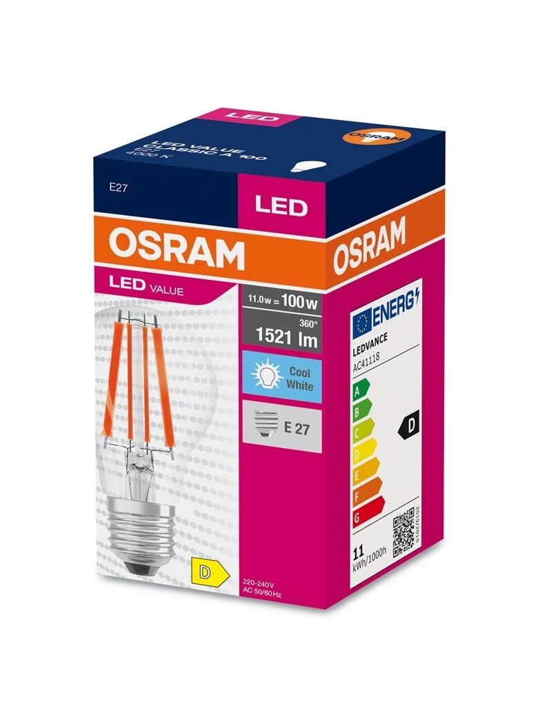 LED lemputė OSRAM, A60, E27, 11 W, 1521 lm, 4000 K 1