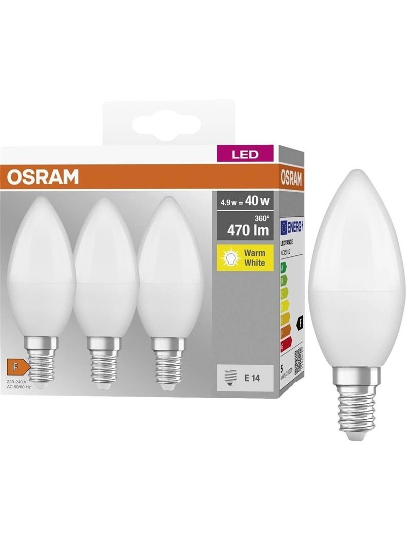 LED lemputė Osram LED, B40, balta, E14, 4,9W, 470 lm 1