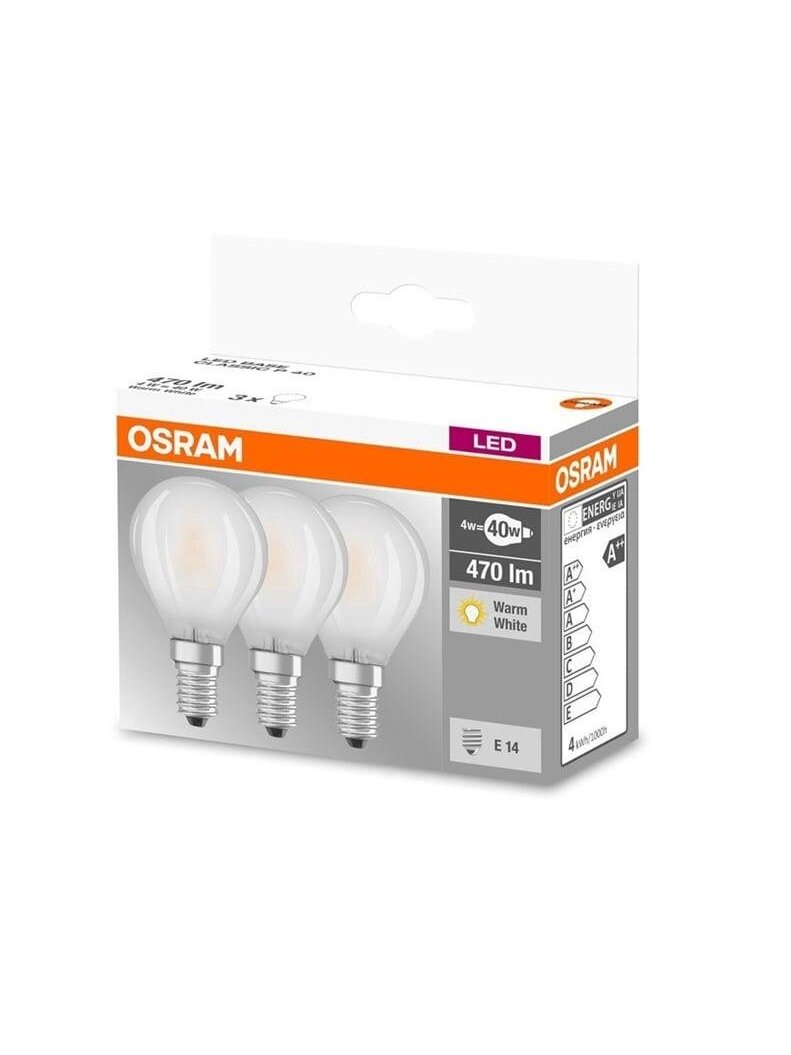 LED lemputė Osram P40, 4W, E14, 2700K, 470lm, 3 vnt. LED lemputė Osram P40, 4W, E14, 2700K, 470lm, 3 vnt.