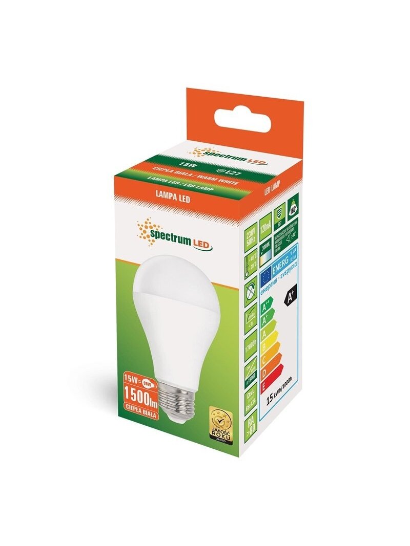 LED lemputė E27 A60 15W 3000K 1500LM 1