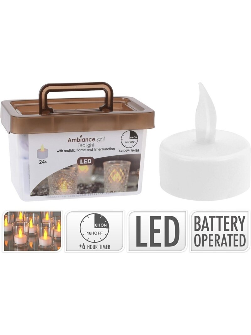 LED žvakių rinkinys, AX5991550, D3.8 cm, balta, 24 vnt. 1 LED žvakių rinkinys, AX5991550, D3.8 cm, balta, 24 vnt. 1