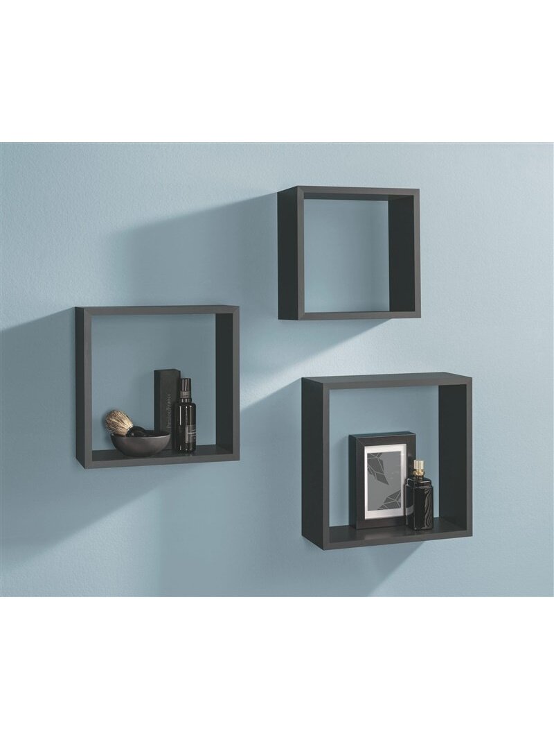 Lentynų komplektas Frame, juoda, 30 x 30 x 11.7 cm, 3 vnt. 1 Lentynų komplektas Frame, juoda, 30 x 30 x 11.7 cm, 3 vnt. 1