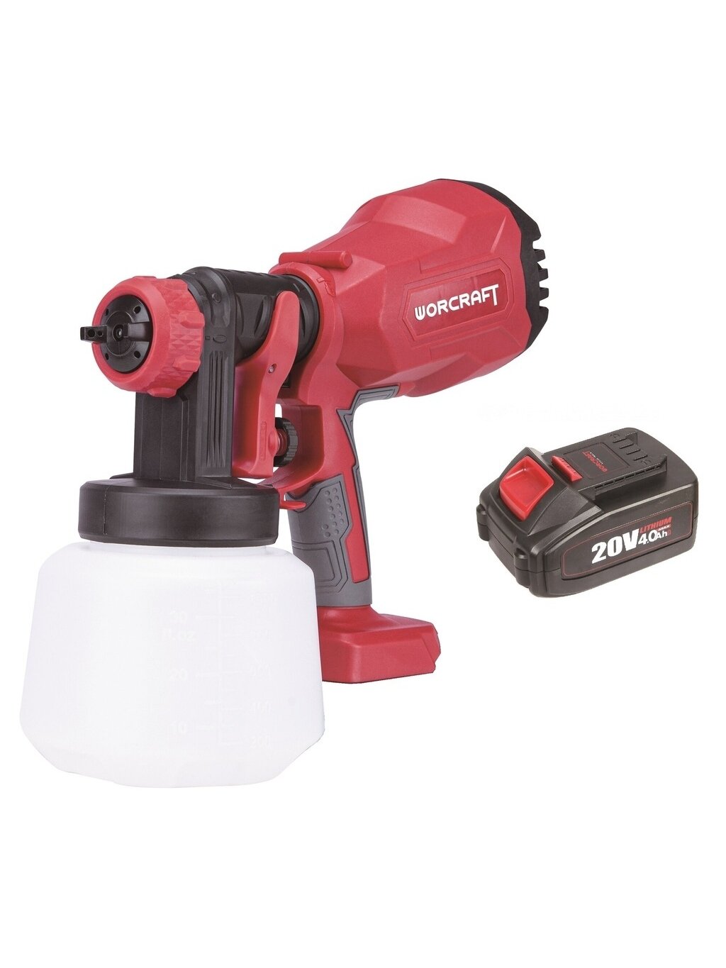 ⬡ Li-Ion akumuliatorinis dažymo pistoletas Ø1.8 mm, Ø2.6 mm WORCRAFT 20V Li-Ion (CSGS20LIA, WORCRAFT)