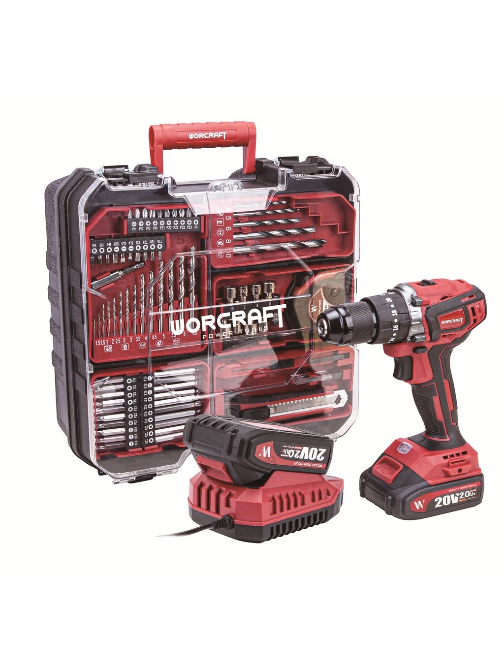 ⬡ Li-Ion akumuliatorinis suktuvas / gręžtuvas WORCRAFT 20V su priedų rinkiniu 78 vnt., 2x2.0Ah (CHDS20LiBES, WORCRAFT) ⬡ Li-Ion akumuliatorinis suktuvas / gręžtuvas WORCRAFT 20V su priedų rinkiniu 78 vnt., 2x2.0Ah (CHDS20LiBES, WORCRAFT)