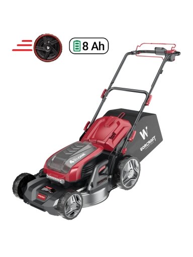 ⬡ Li-Ion akumuliatorinė beanglinė savaeigė vejapjovė WORCRAFT 40V (20V x 4 vnt. 8.0Ah akumuliatoriai) (CLMS40LiBD8AH, WORCRAFT) ⬡ Li-Ion akumuliatorinė beanglinė savaeigė vejapjovė WORCRAFT 40V (20V x 4 vnt. 8.0Ah akumuliatoriai) (CLMS40LiBD8AH, WORCRAFT)