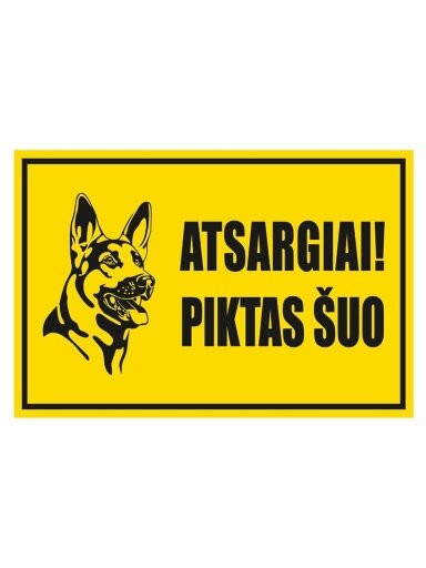 Lipdukas atsargiai piktas šuo 180x120mm