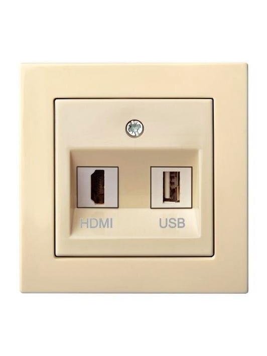 Lizdas HDMI+USB LIREGUS EPSILON, smėlio spalvos 1 Lizdas HDMI+USB LIREGUS EPSILON, smėlio spalvos 1