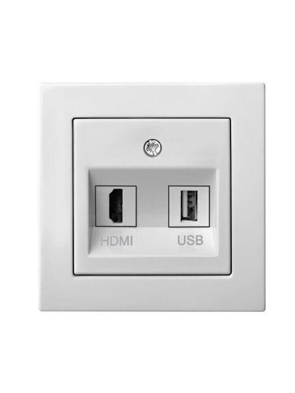 Lizdas HDMI+USB LIREGUS EPSILON, baltos spalvos 1 Lizdas HDMI+USB LIREGUS EPSILON, baltos spalvos 1