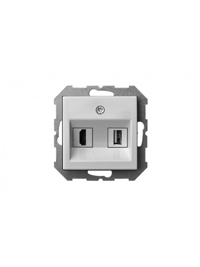 Lizdas HDMI+USB LIREGUS EPSILON, baltos spalvos