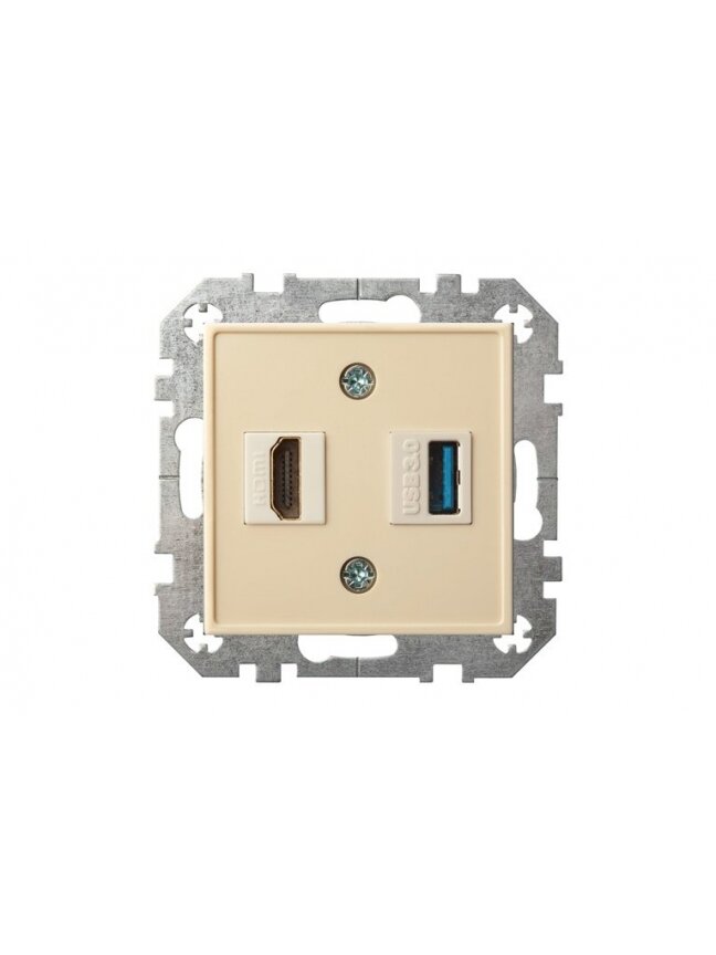 Lizdas HDMI+USB LIREGUS EPSILON, smėlio spalvos Lizdas HDMI+USB LIREGUS EPSILON, smėlio spalvos